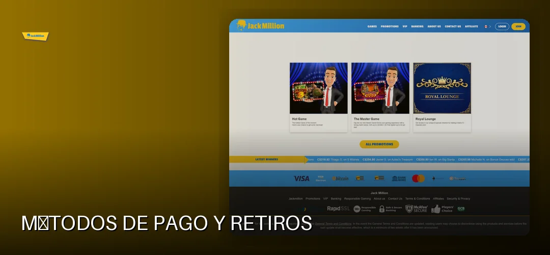 Métodos de pago y retiros