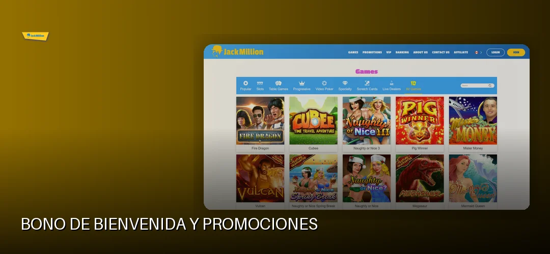 Bono de bienvenida y promociones